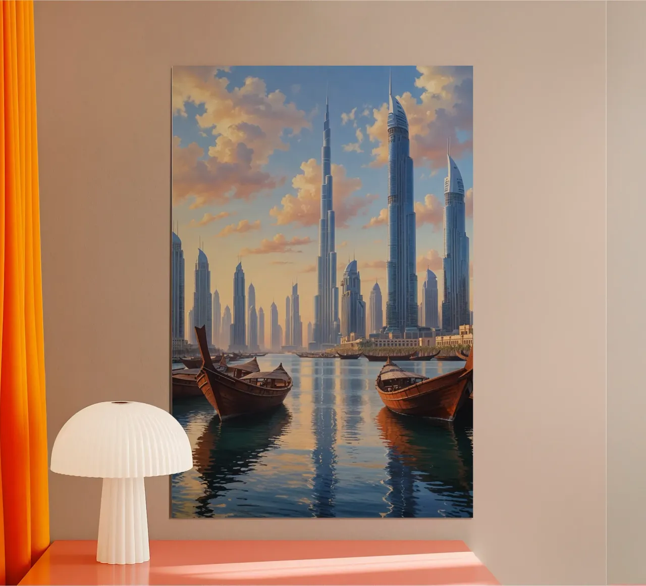 Golden Reflection of Dubai’s Skyline poster da AlbertKlee