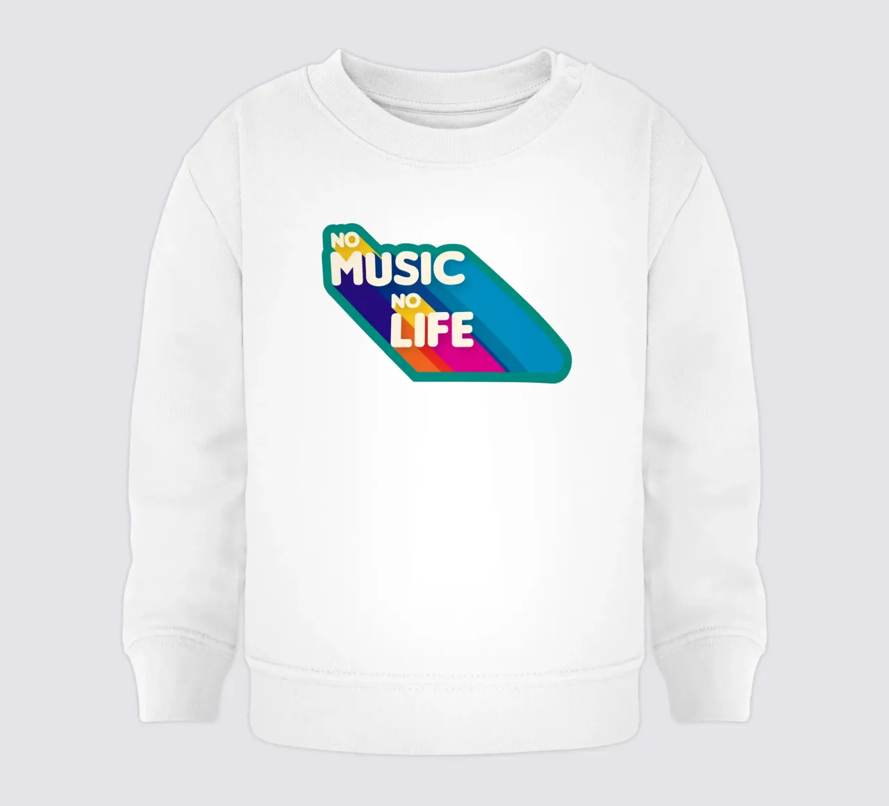 No Music No Life - Retro Typography with Rainbow Stripes felpa neonato da showmemars
