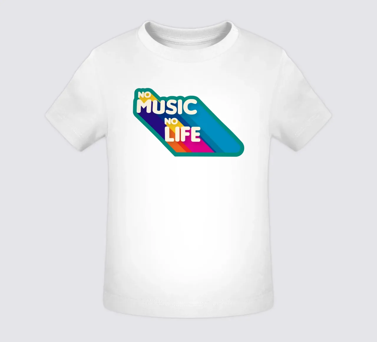 No Music No Life - Retro Typography with Rainbow Stripes maglietta neonato da showmemars