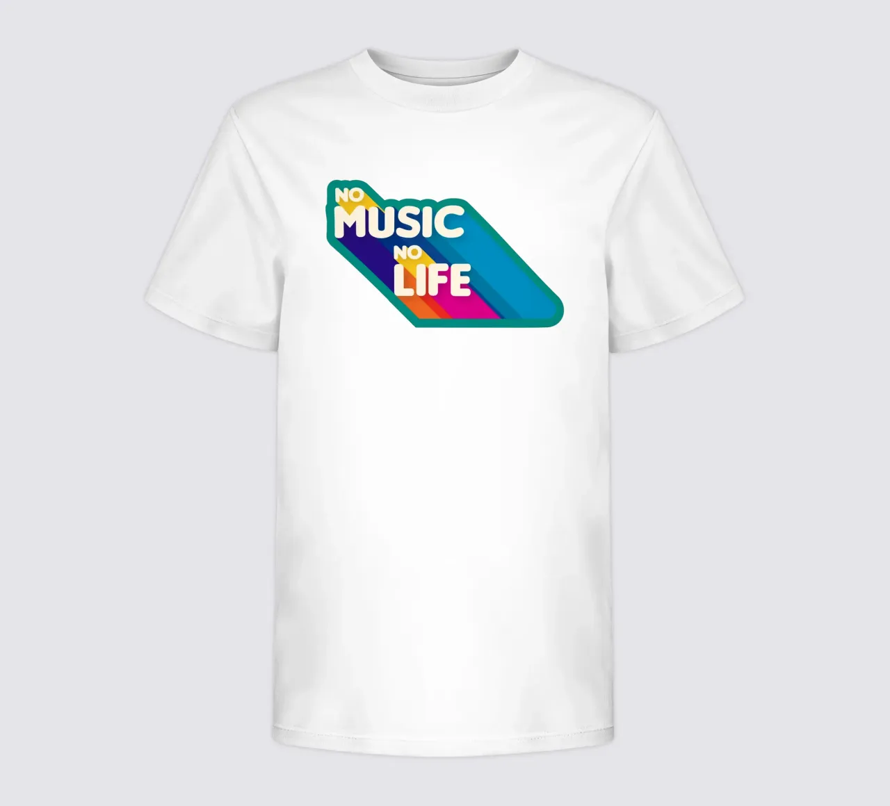 No Music No Life - Retro Typography with Rainbow Stripes kids t-shirt by showmemars