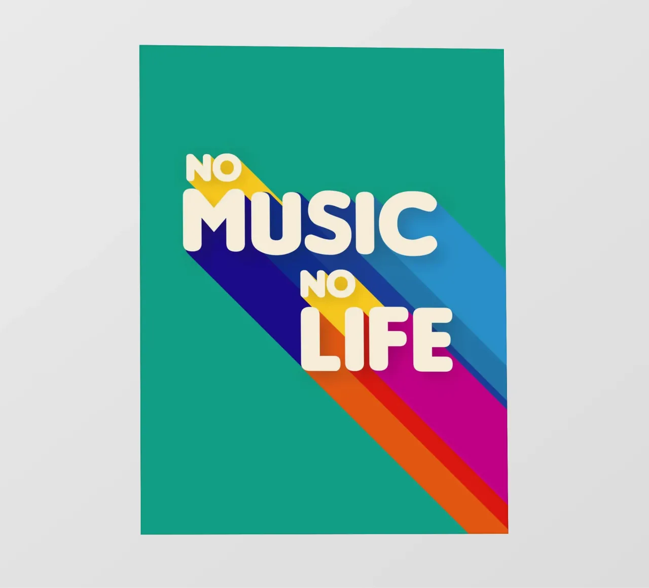 No Music No Life - Retro Typography with Rainbow Stripes telo in pvc da showmemars