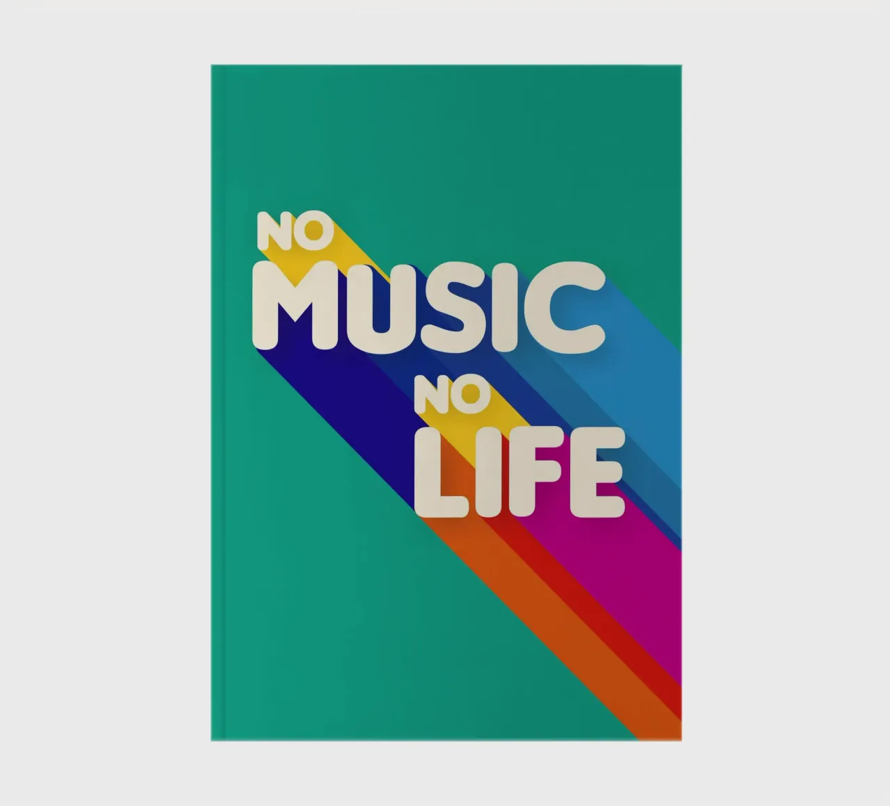 No Music No Life - Retro Typography with Rainbow Stripes carnet de notes de showmemars