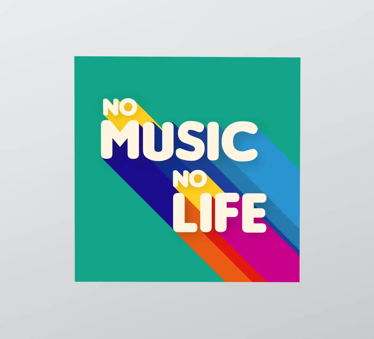 No Music No Life - Retro Typography with Rainbow Stripes sticker by showmemars