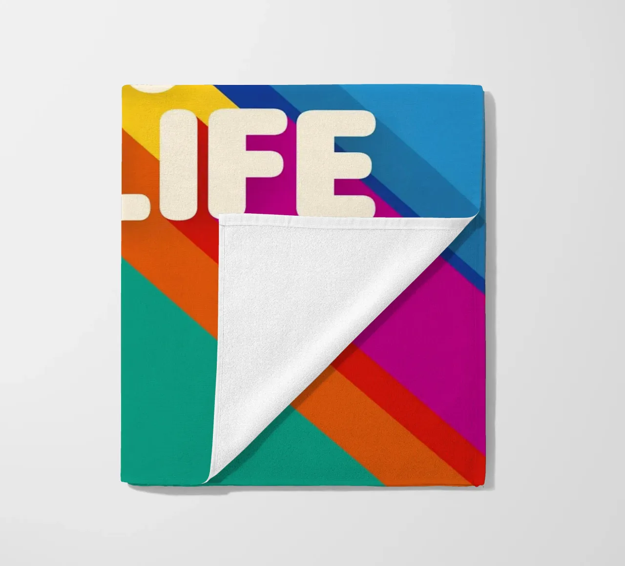 No Music No Life - Retro Typography with Rainbow Stripes telo mare da showmemars