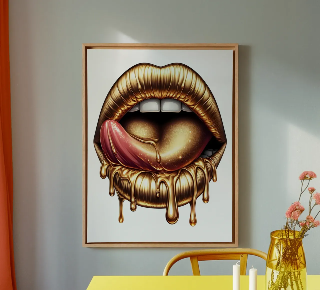 LABBRA RITRATTO DI MODA tela con Cornice a cassetta da ARTOMATIC