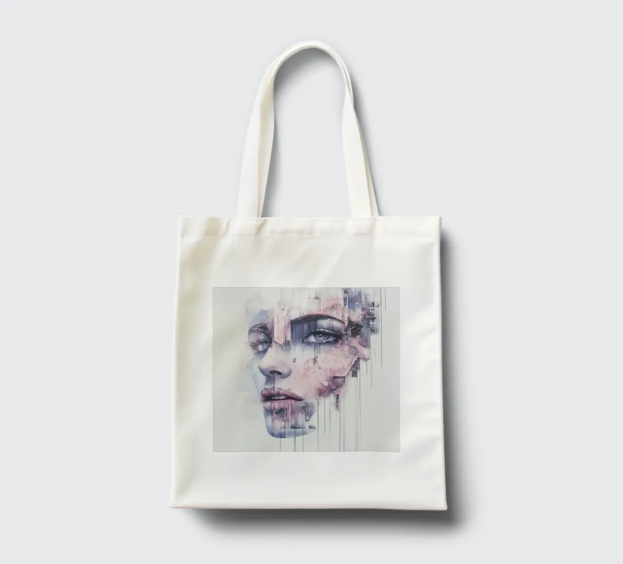 Abstract face borsa in juta da Synthaira