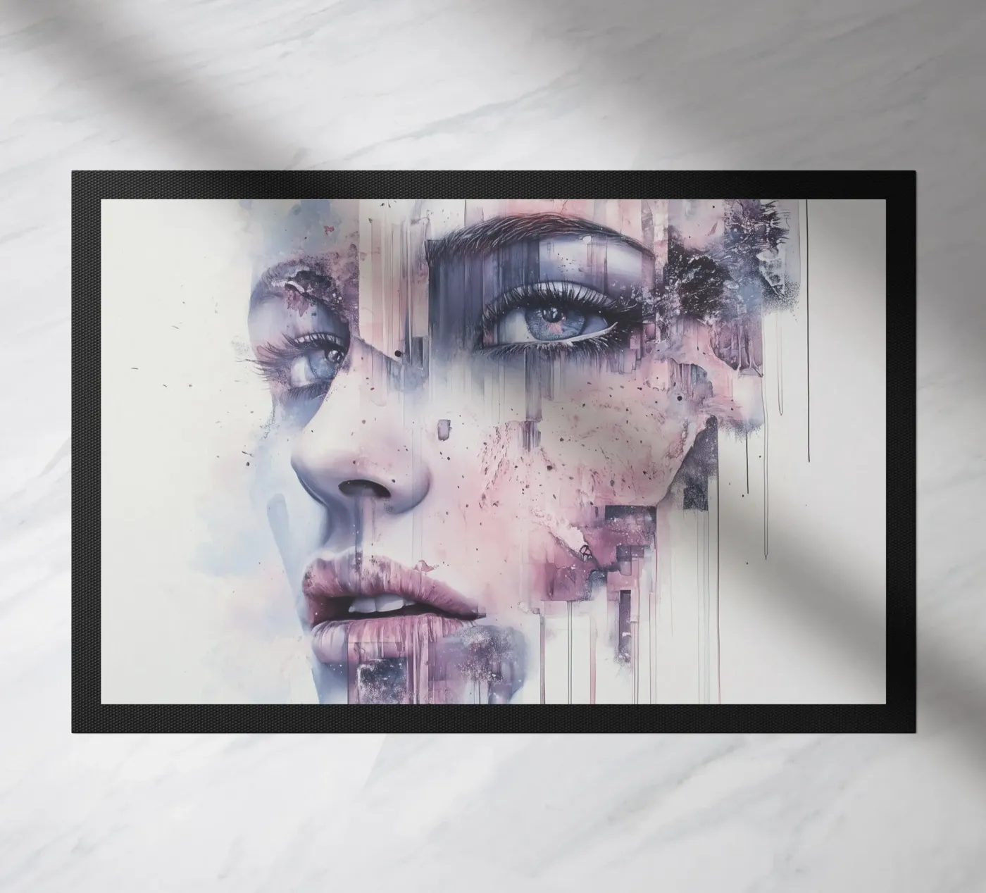 Abstract face doormat by Synthaira