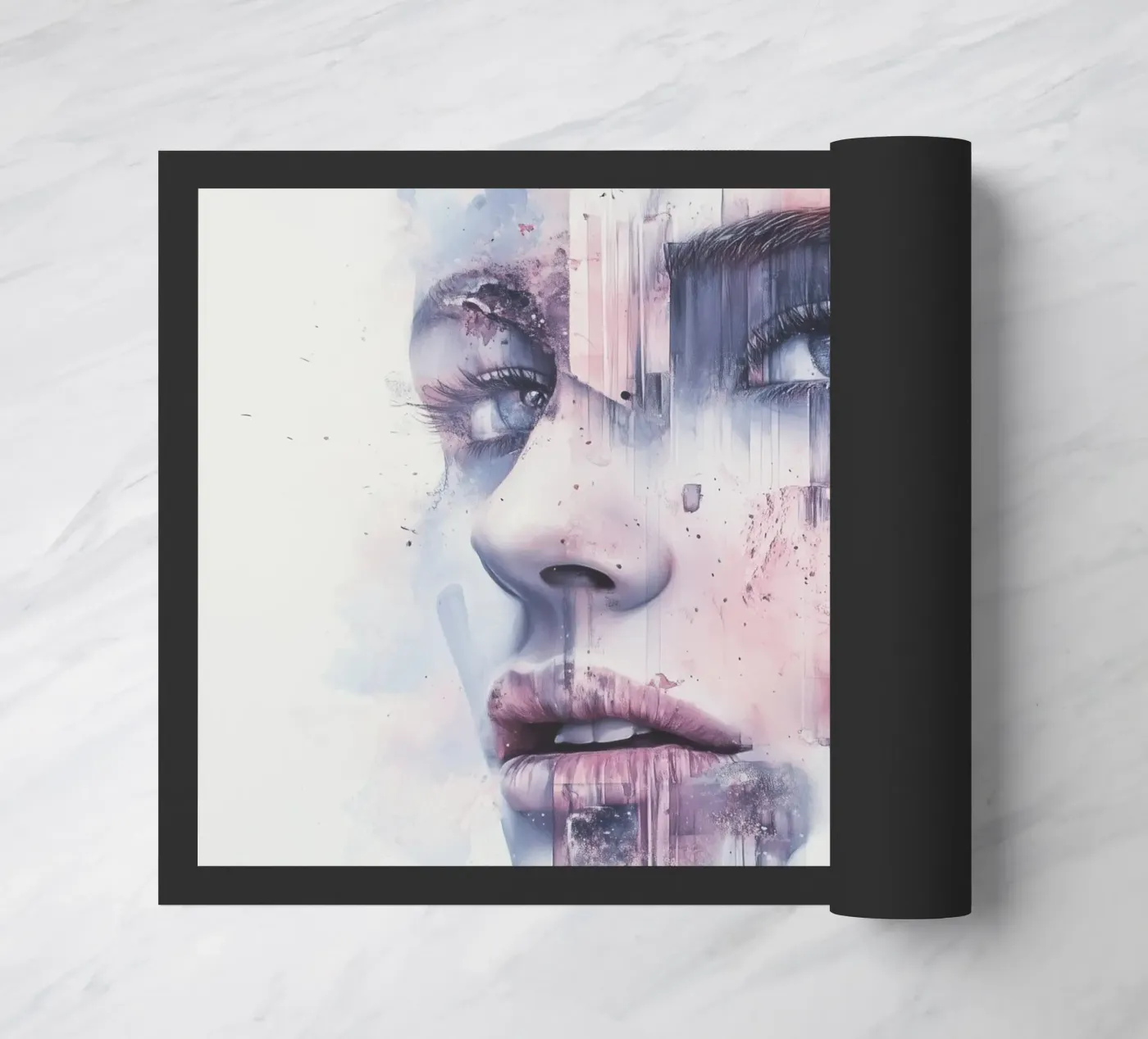 Abstract face doormat by Synthaira