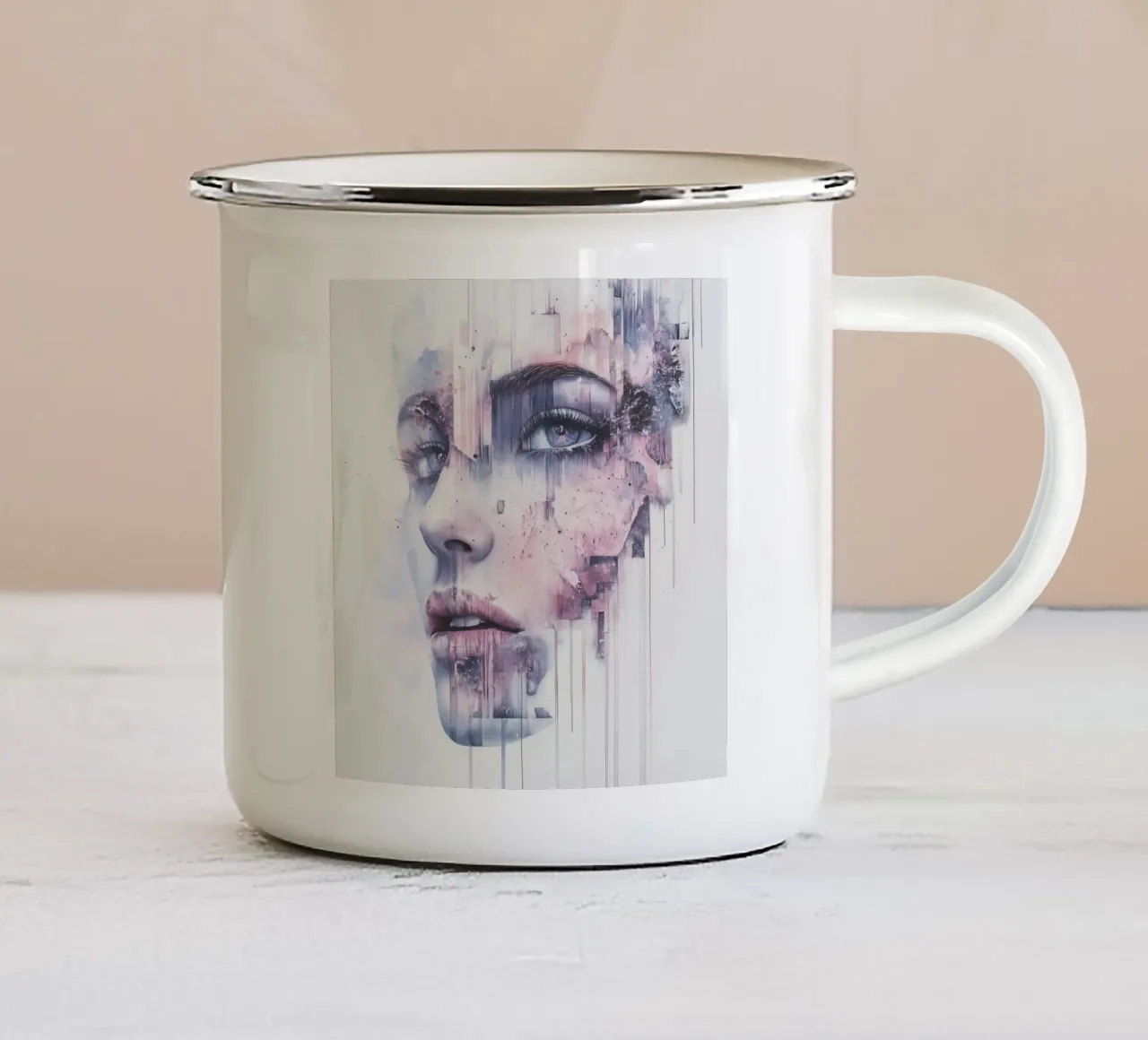 Abstract face tazza in smalto da Synthaira