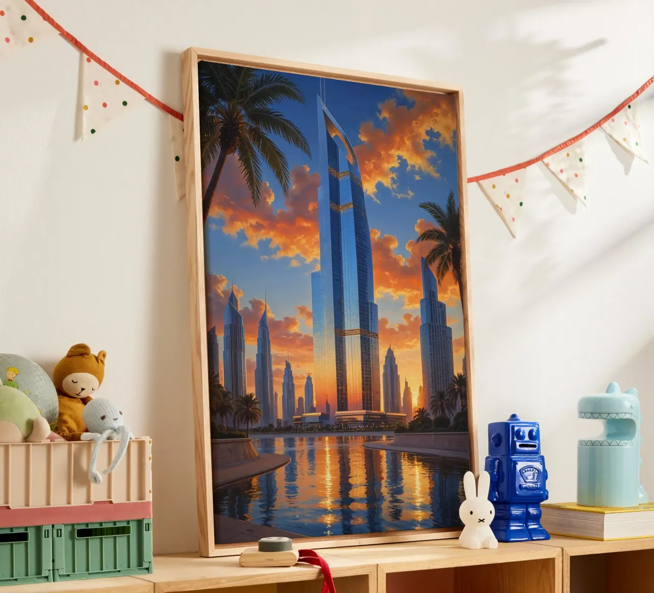 Towering Elegance – The Burj Khalifa at Twilight tela con Cornice a cassetta da AlbertKlee