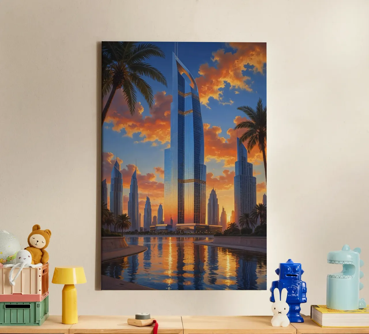 Towering Elegance – The Burj Khalifa at Twilight tela con Cornice a cassetta da AlbertKlee