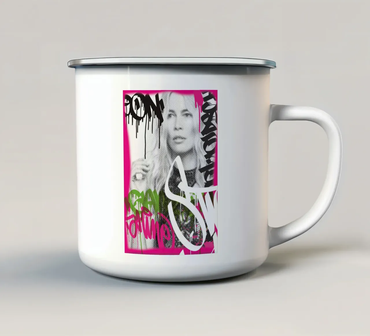 Streetart tazza in smalto da Flo Klein