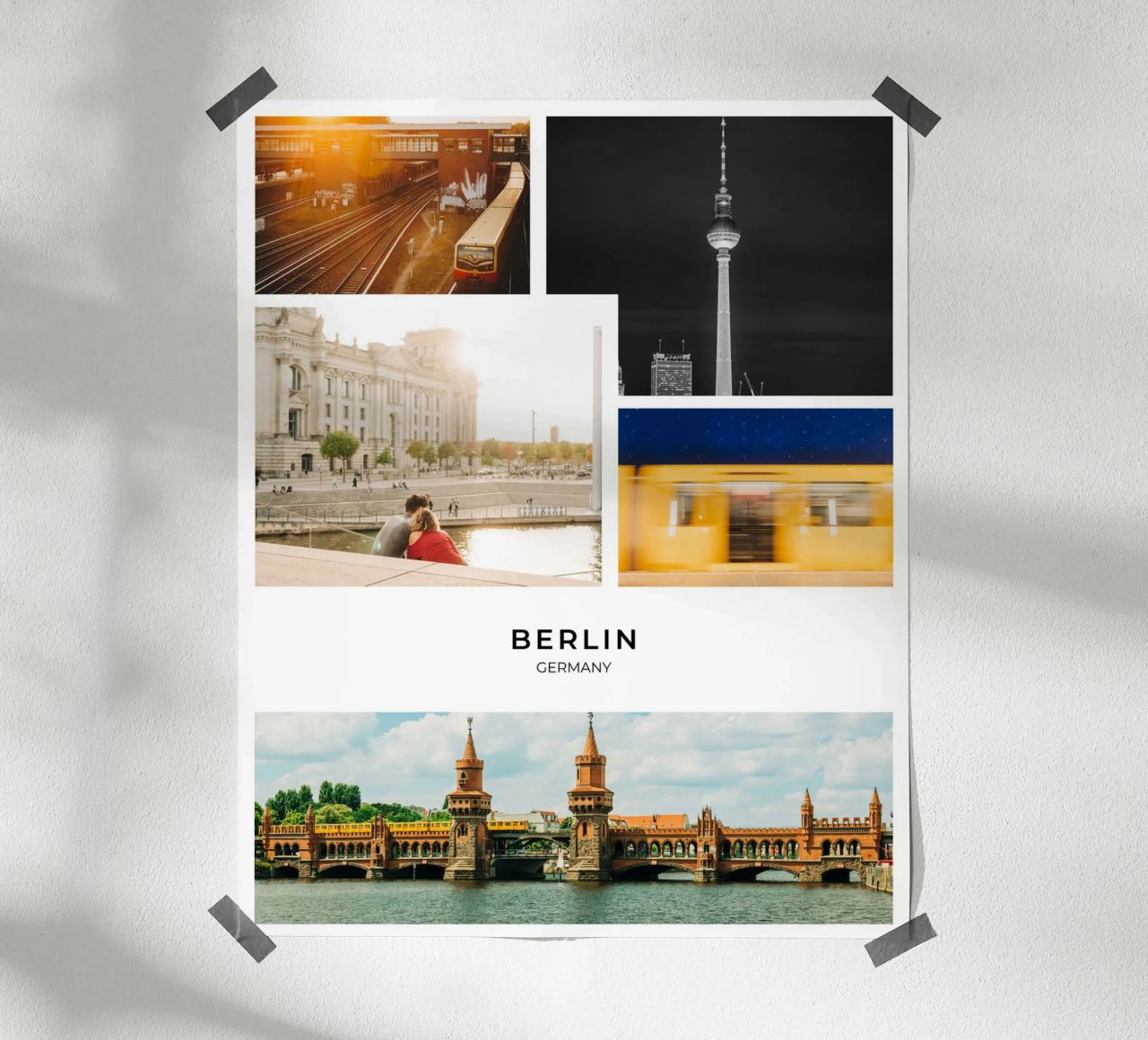 Berlin Foto Collage - Stadtansichten für "Bärlin"-Liebhaber Poster von Bold and Retro