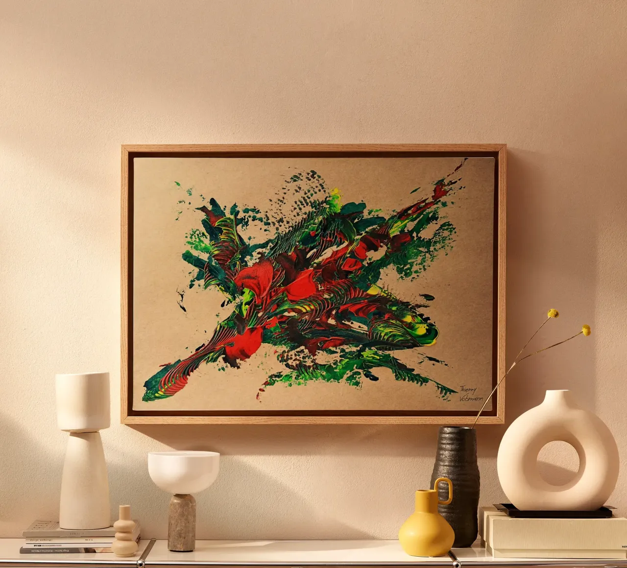NATURAL STYLE 34 canvas met Baklijst van Thierry Vobmann Abstract painting