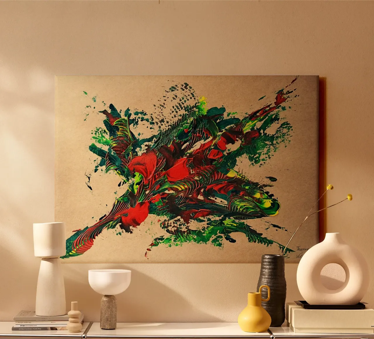 NATURAL STYLE 34 canvas met Baklijst van Thierry Vobmann Abstract painting
