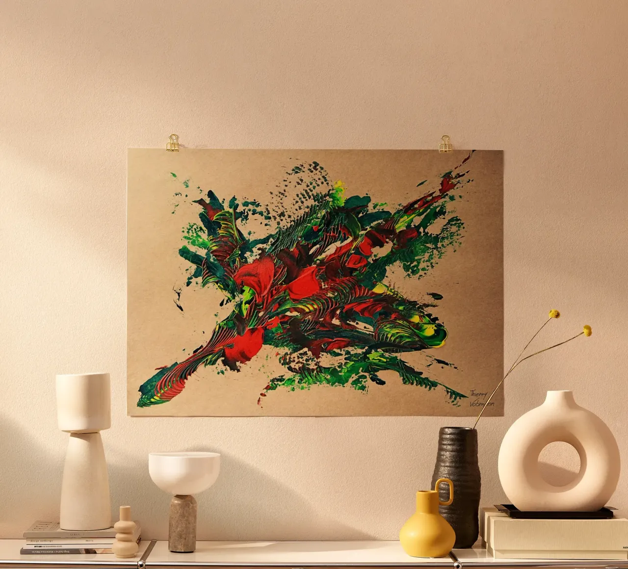 NATURAL STYLE 34 poster con telaio in legno da Thierry Vobmann Abstract painting