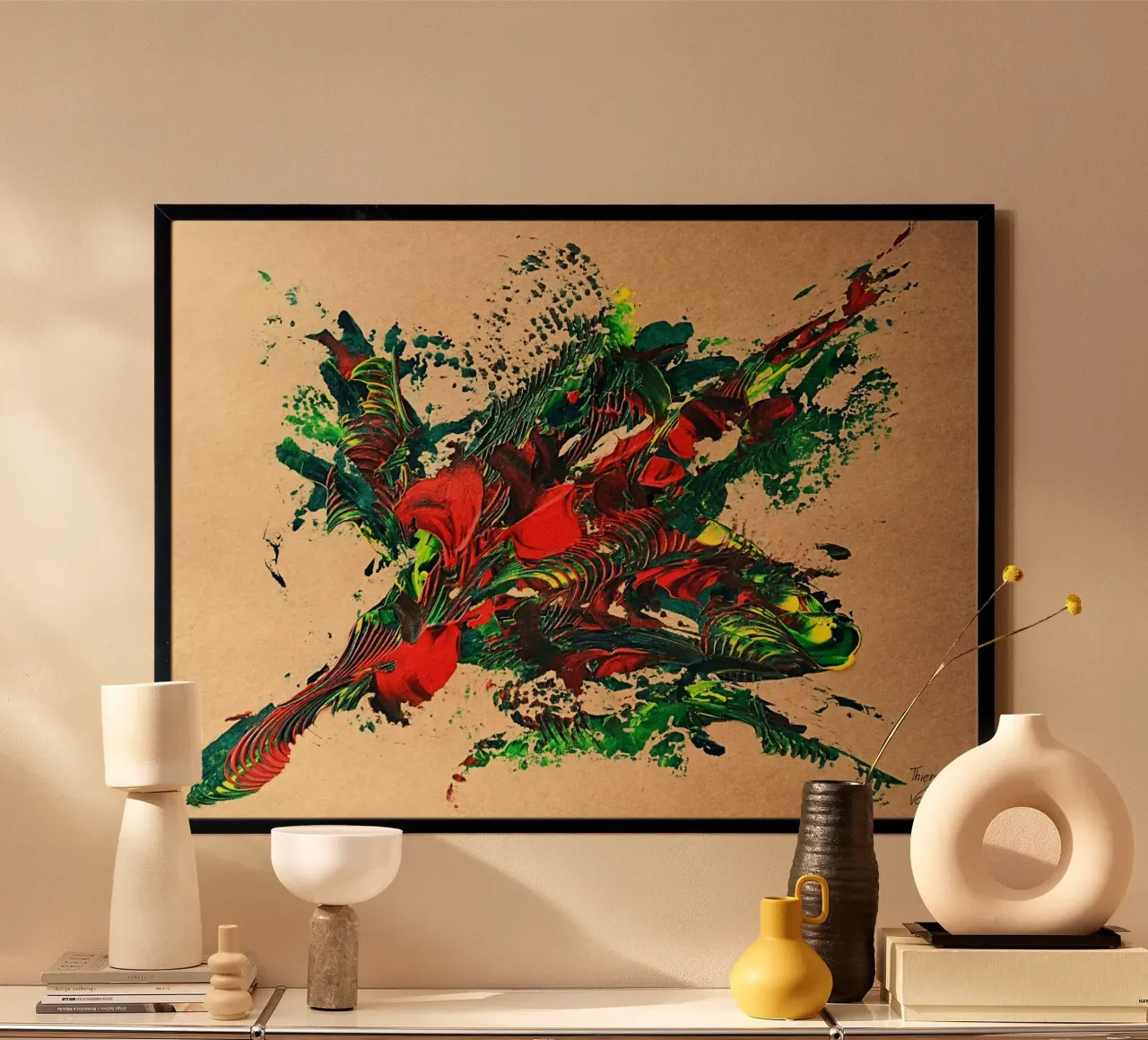 NATURAL STYLE 34 poster con telaio in legno da Thierry Vobmann Abstract painting