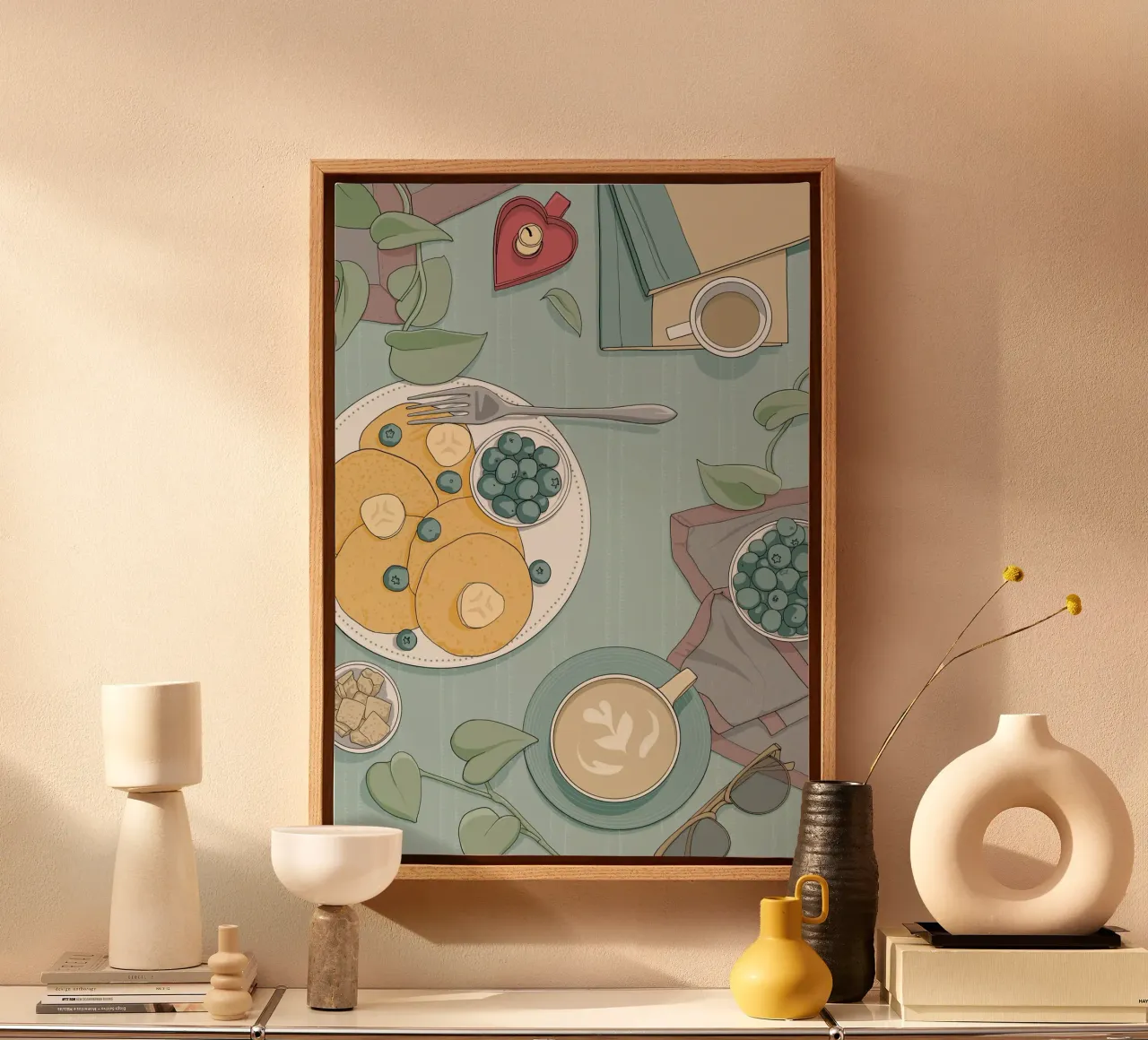 Romantisches Pancake Frühstück canvas met Baklijst van Sofi Ka