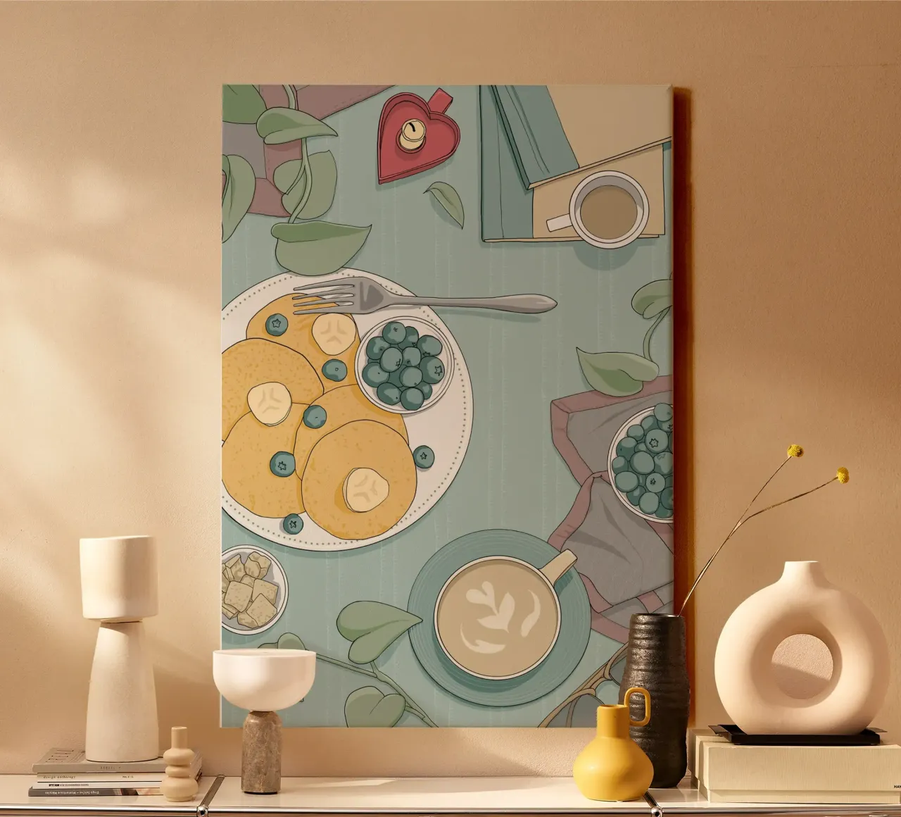 Romantisches Pancake Frühstück canvas met Baklijst van Sofi Ka