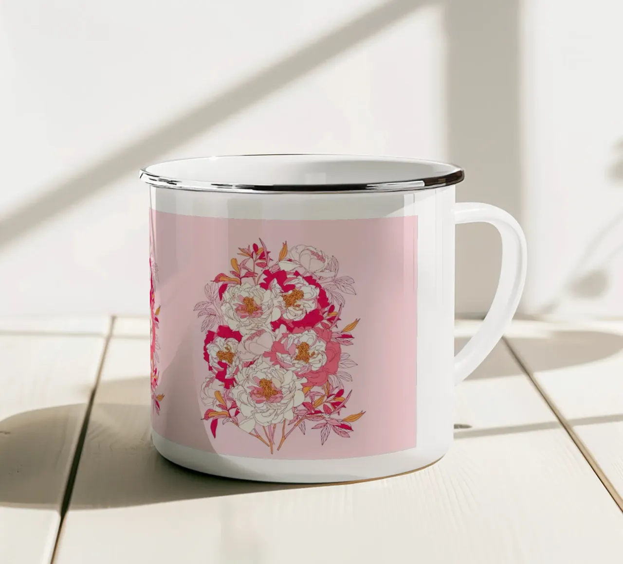 Blush Peonies – Soft & Romantic Summer Floral Illustration tazza in smalto da showmemars