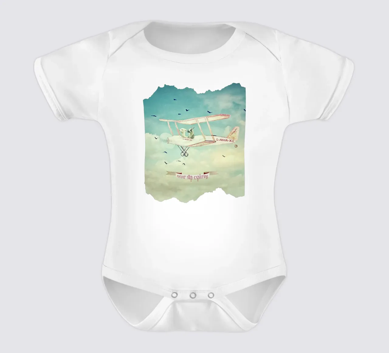 Never Stop Exploring III - FUNNY ALPACAS ON TOUR body neonato maniche corte da Monika Strigel