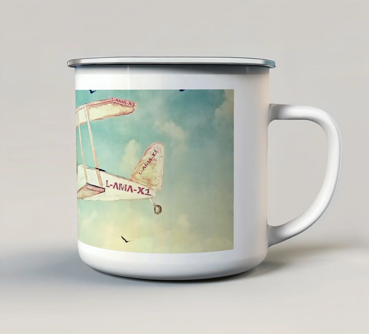 Never Stop Exploring III - FUNNY ALPACAS ON TOUR enamel mug by Monika Strigel