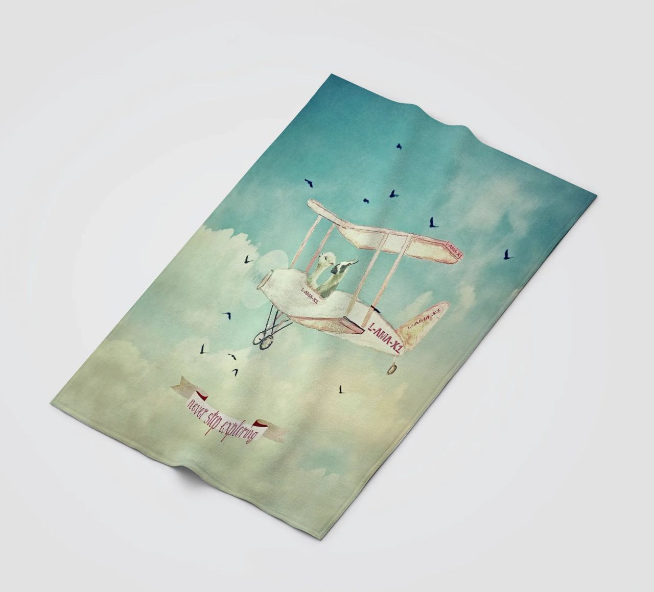 Never Stop Exploring III - FUNNY ALPACAS ON TOUR fleece blanket by Monika Strigel