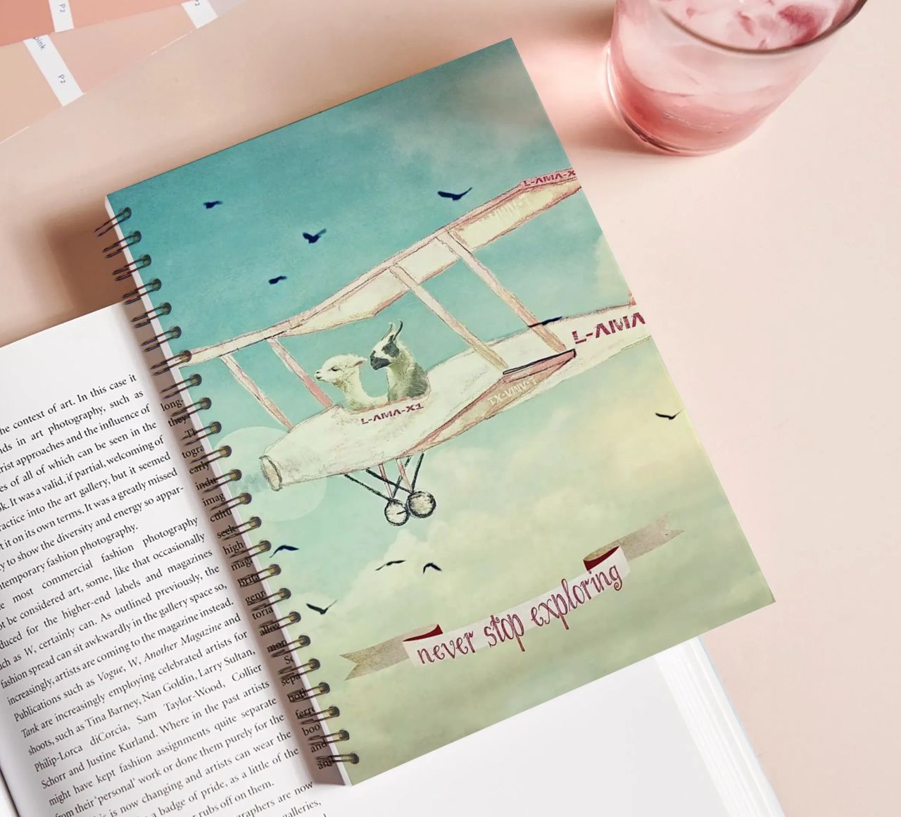 Never Stop Exploring III - FUNNY ALPACAS ON TOUR spiral notebook by Monika Strigel