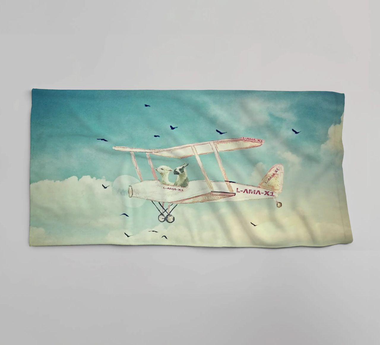 Never Stop Exploring III - FUNNY ALPACAS ON TOUR towel by Monika Strigel