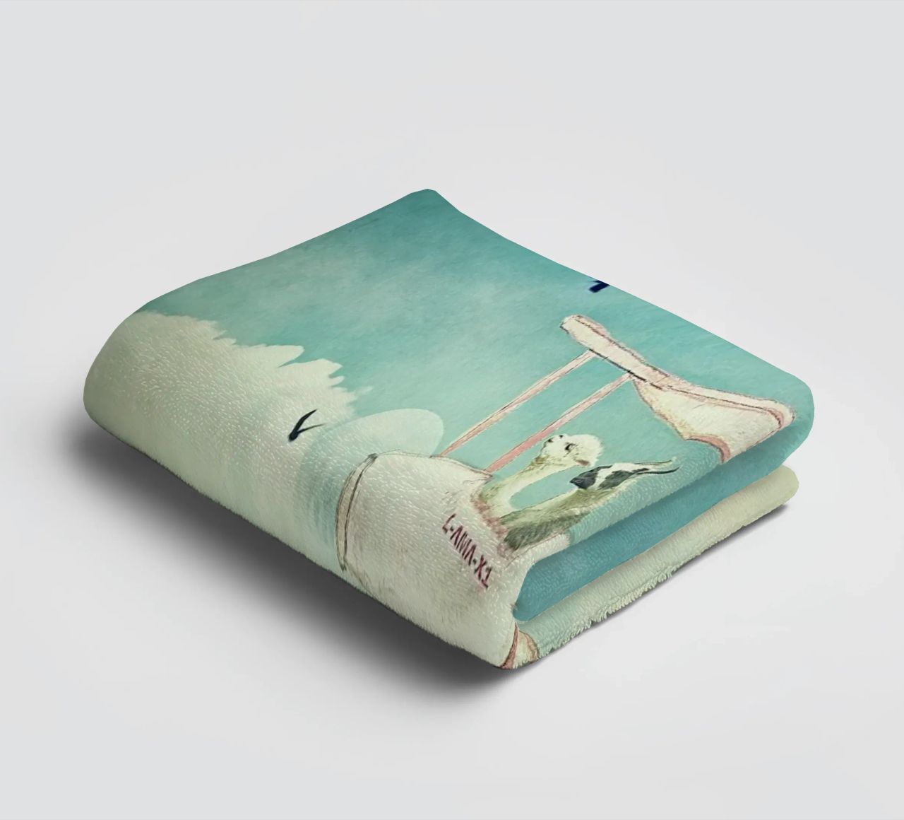Never Stop Exploring III - FUNNY ALPACAS ON TOUR towel by Monika Strigel