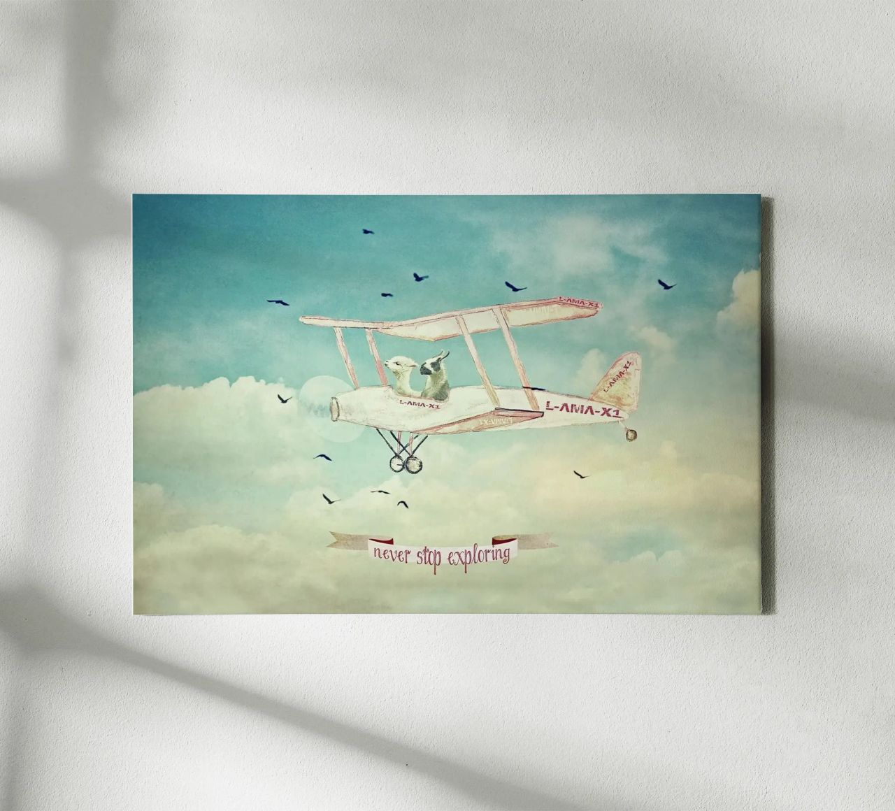 Never Stop Exploring III - FUNNY ALPACAS ON TOUR canvas by Monika Strigel