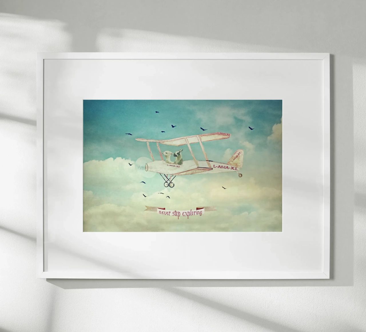 Never Stop Exploring III - FUNNY ALPACAS ON TOUR poster by Monika Strigel