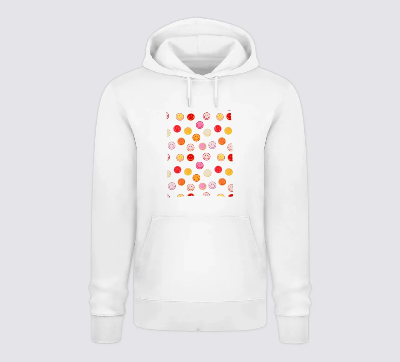 Smiling face colorful pattern in pink hoodie van showmemars