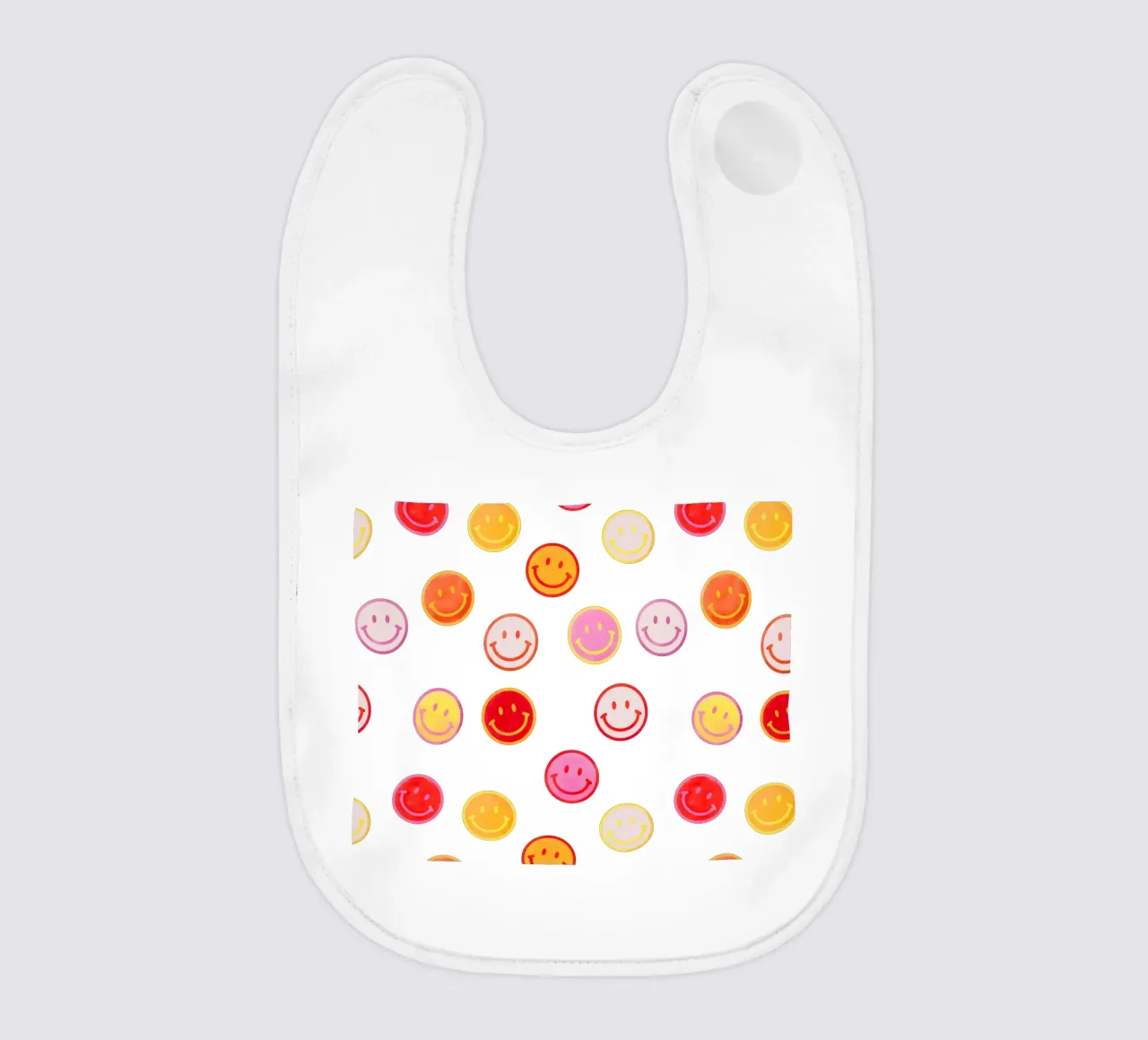 Smiling face colorful pattern in pink babero de showmemars