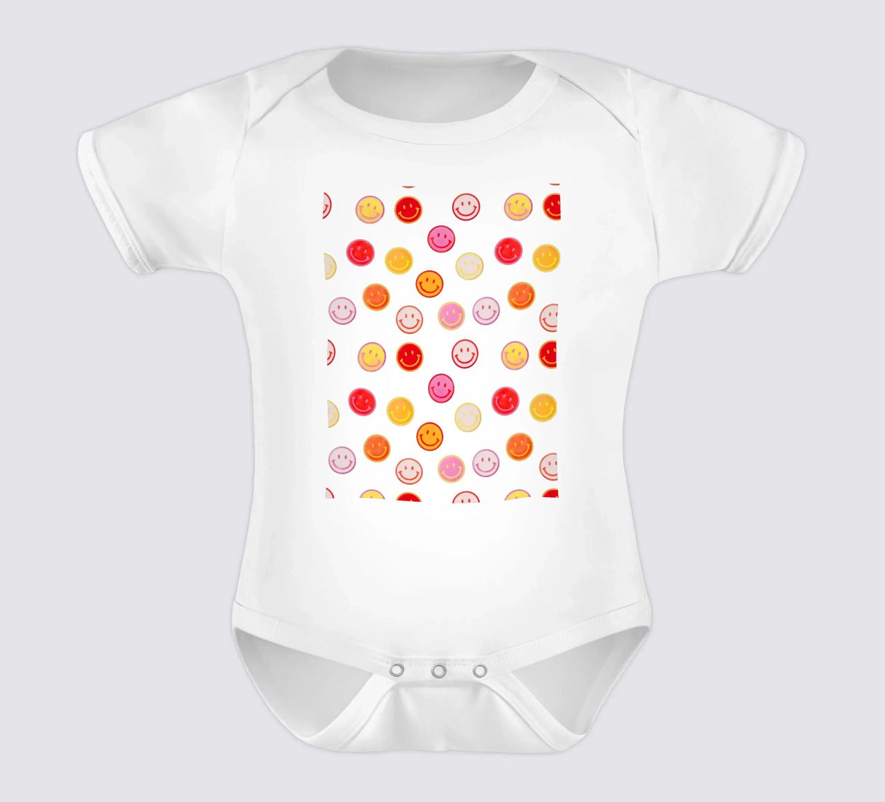 Smiling face colorful pattern in pink body neonato maniche corte da showmemars