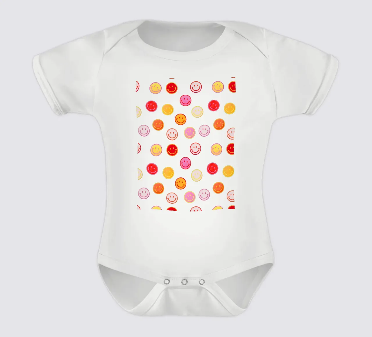 Smiling face colorful pattern in pink body neonato maniche corte da showmemars