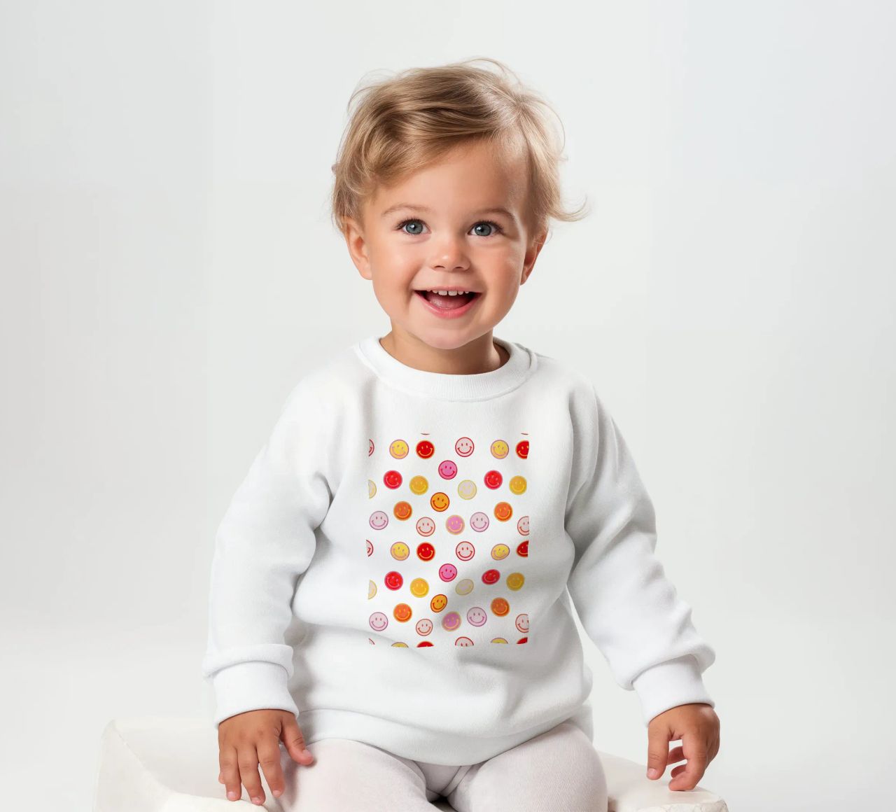 Smiling face colorful pattern in pink felpa neonato da showmemars