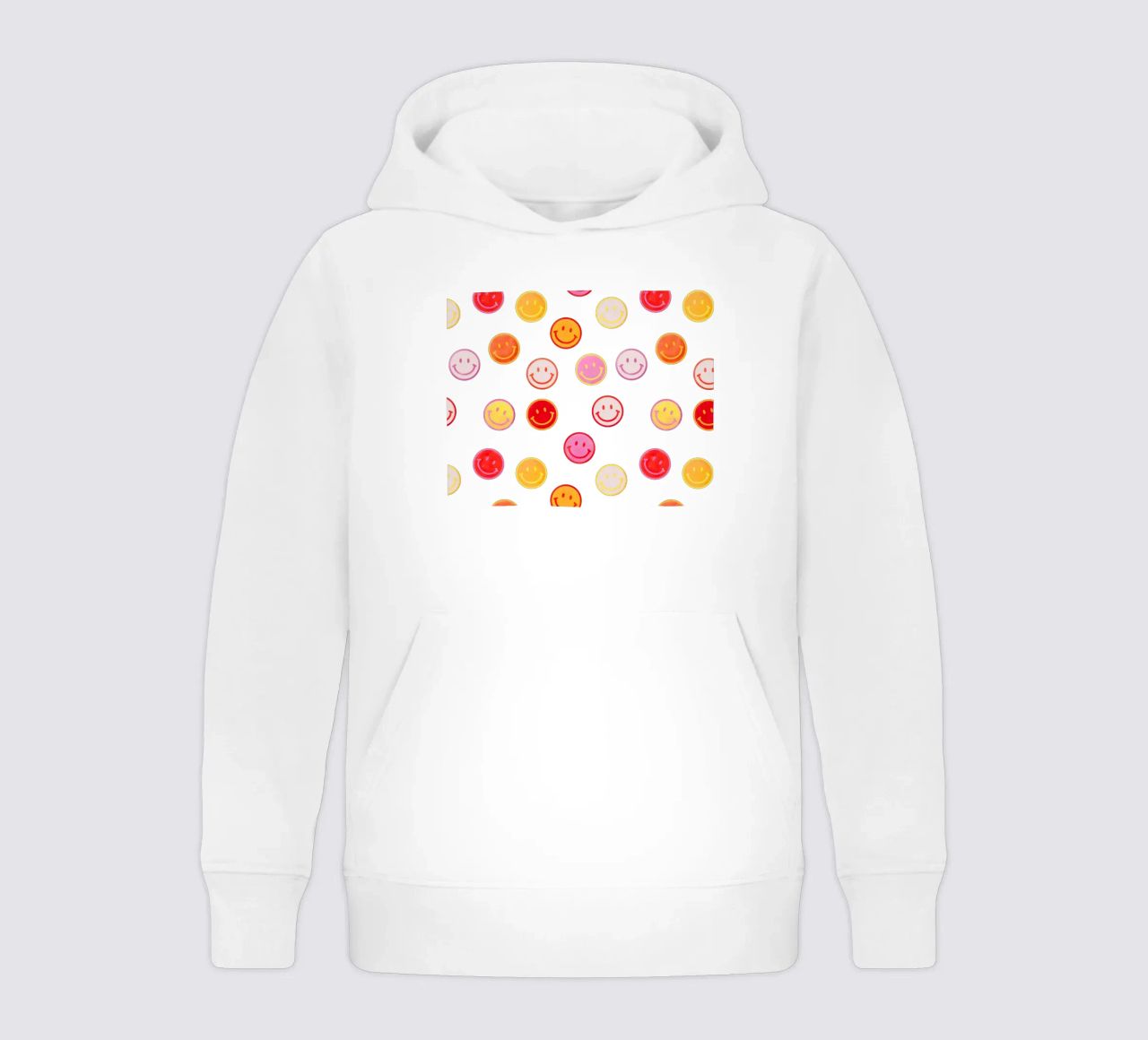 Smiling face colorful pattern in pink felpa bambino con cappuccio da showmemars