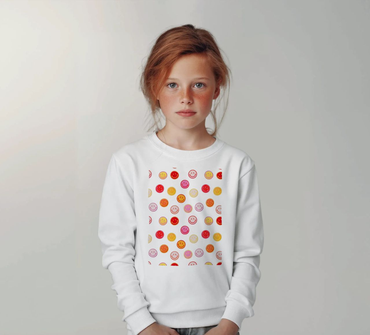 Smiling face colorful pattern in pink felpa bambino da showmemars