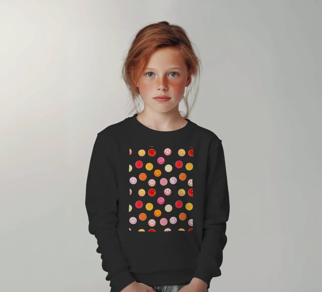 Smiling face colorful pattern in pink felpa bambino da showmemars