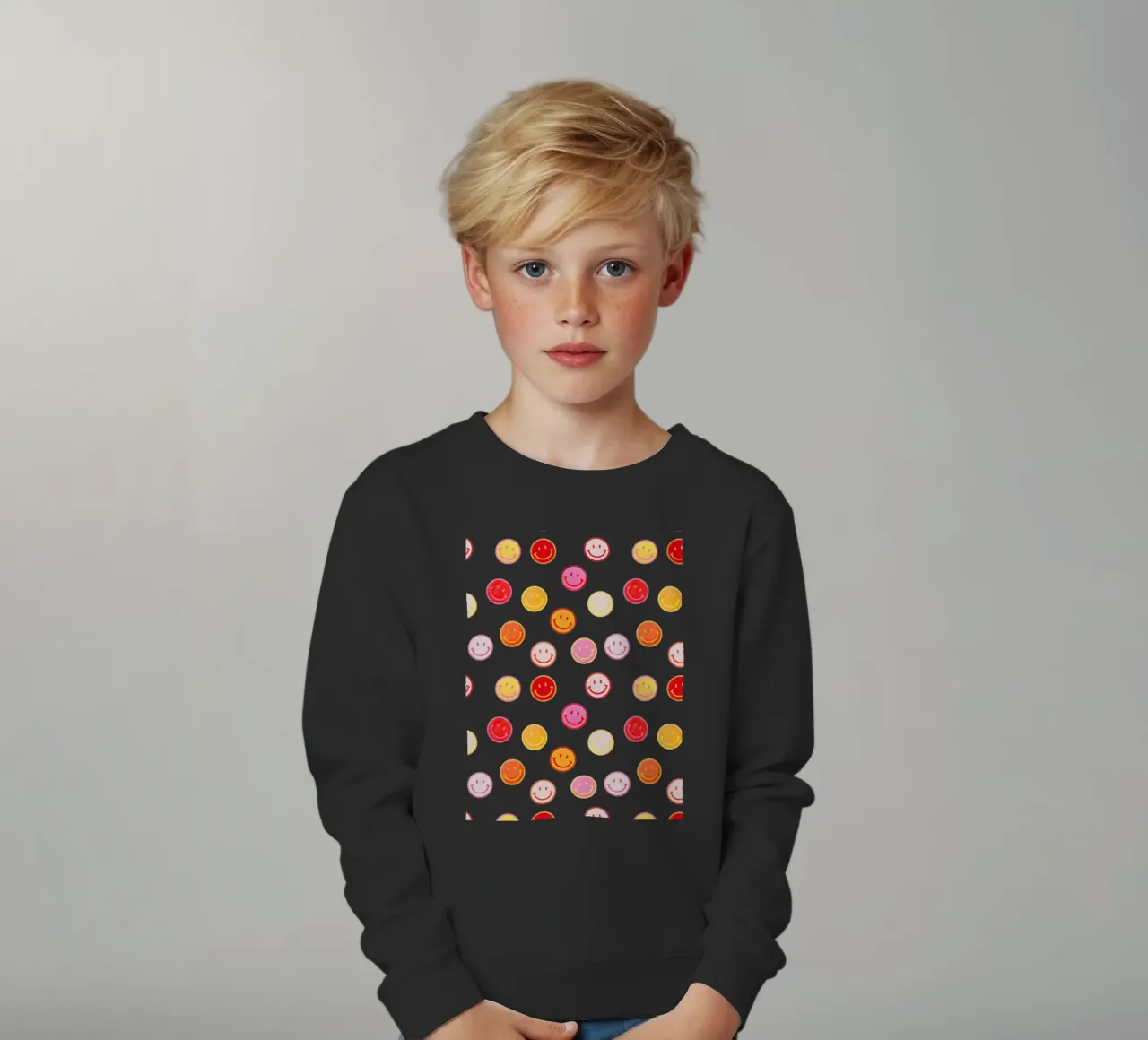 Smiling face colorful pattern in pink felpa bambino da showmemars