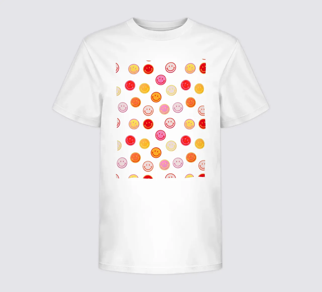 Smiling face colorful pattern in pink t-shirt bambini da showmemars