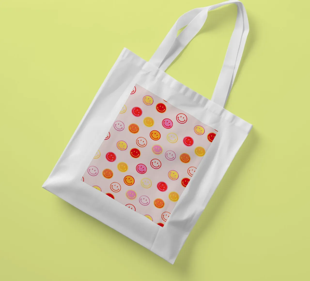 Smiling face colorful pattern in pink borsa in juta da showmemars