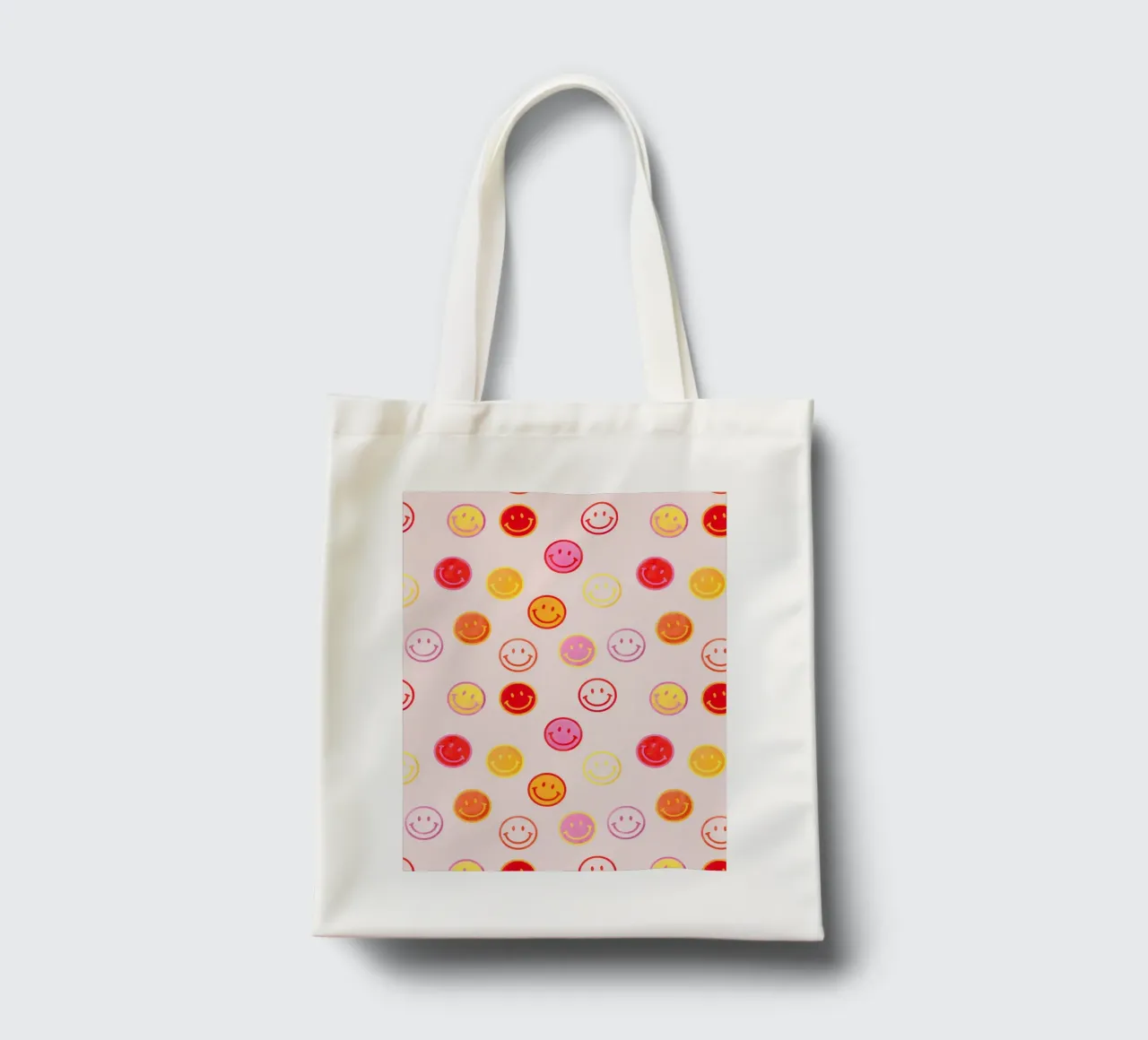 Smiling face colorful pattern in pink borsa in juta da showmemars