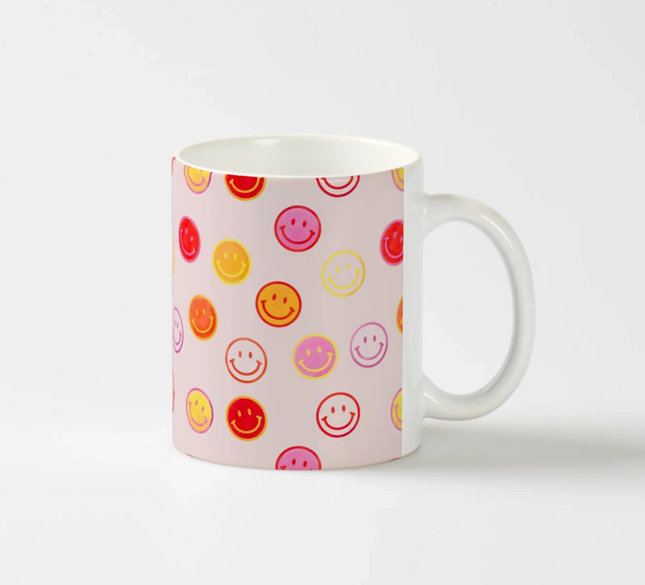 Smiling face colorful pattern in pink tazza in ceramica da showmemars