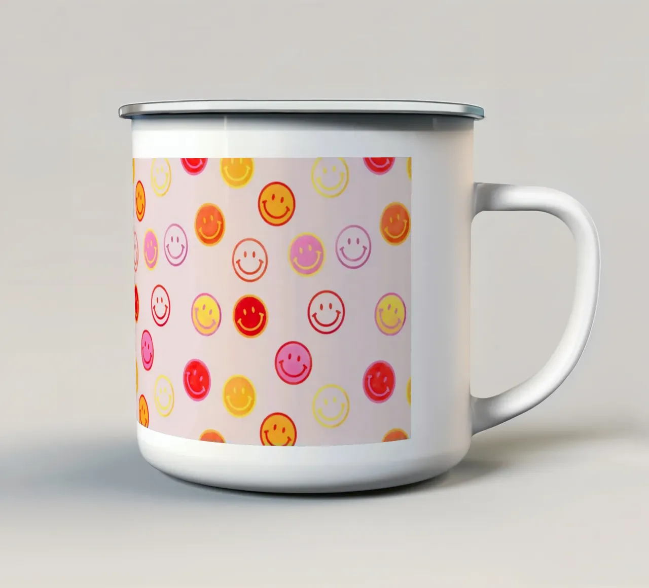 Smiling face colorful pattern in pink mug en émail de showmemars