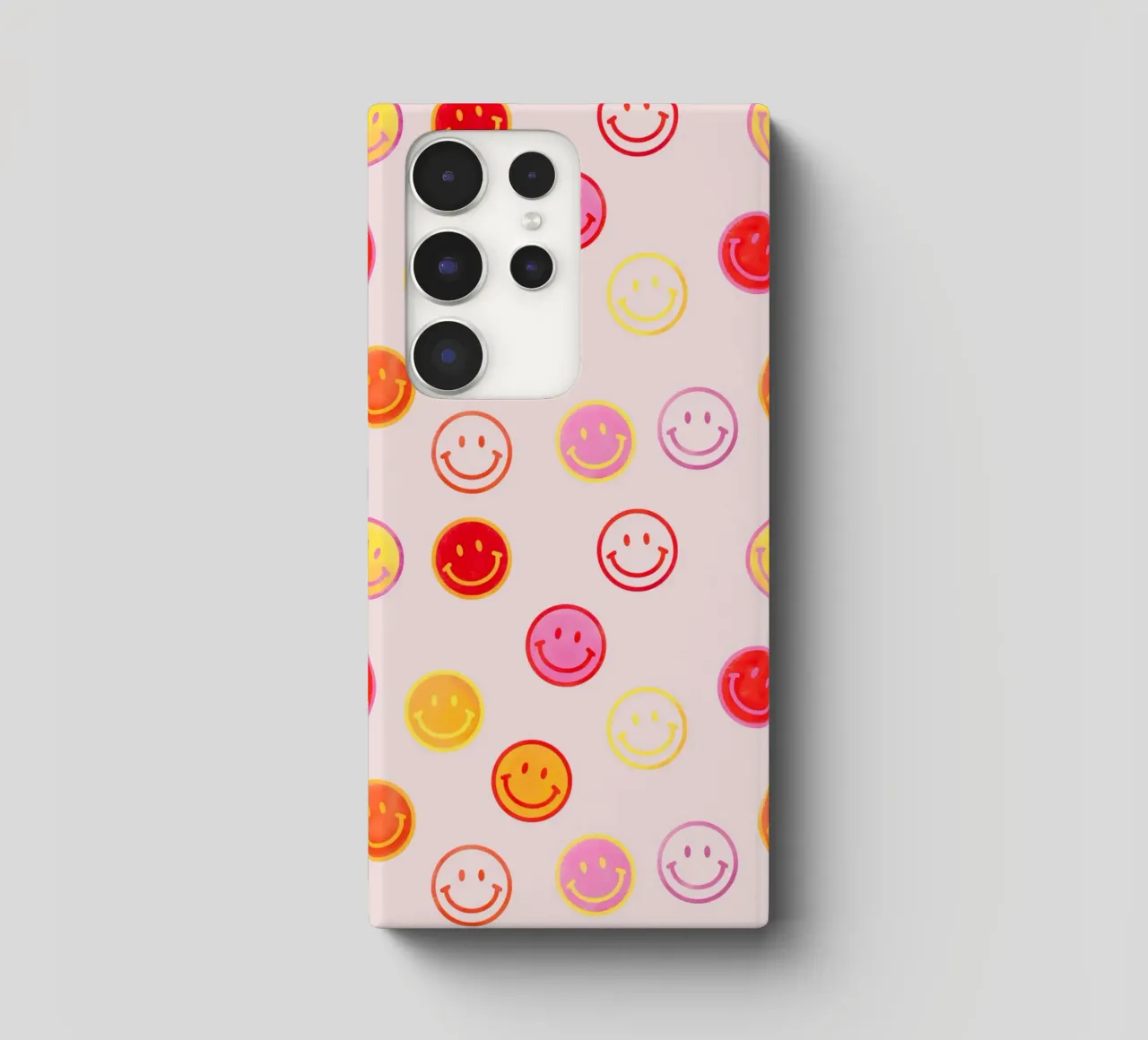 Smiling face colorful pattern in pink cover samsung da showmemars