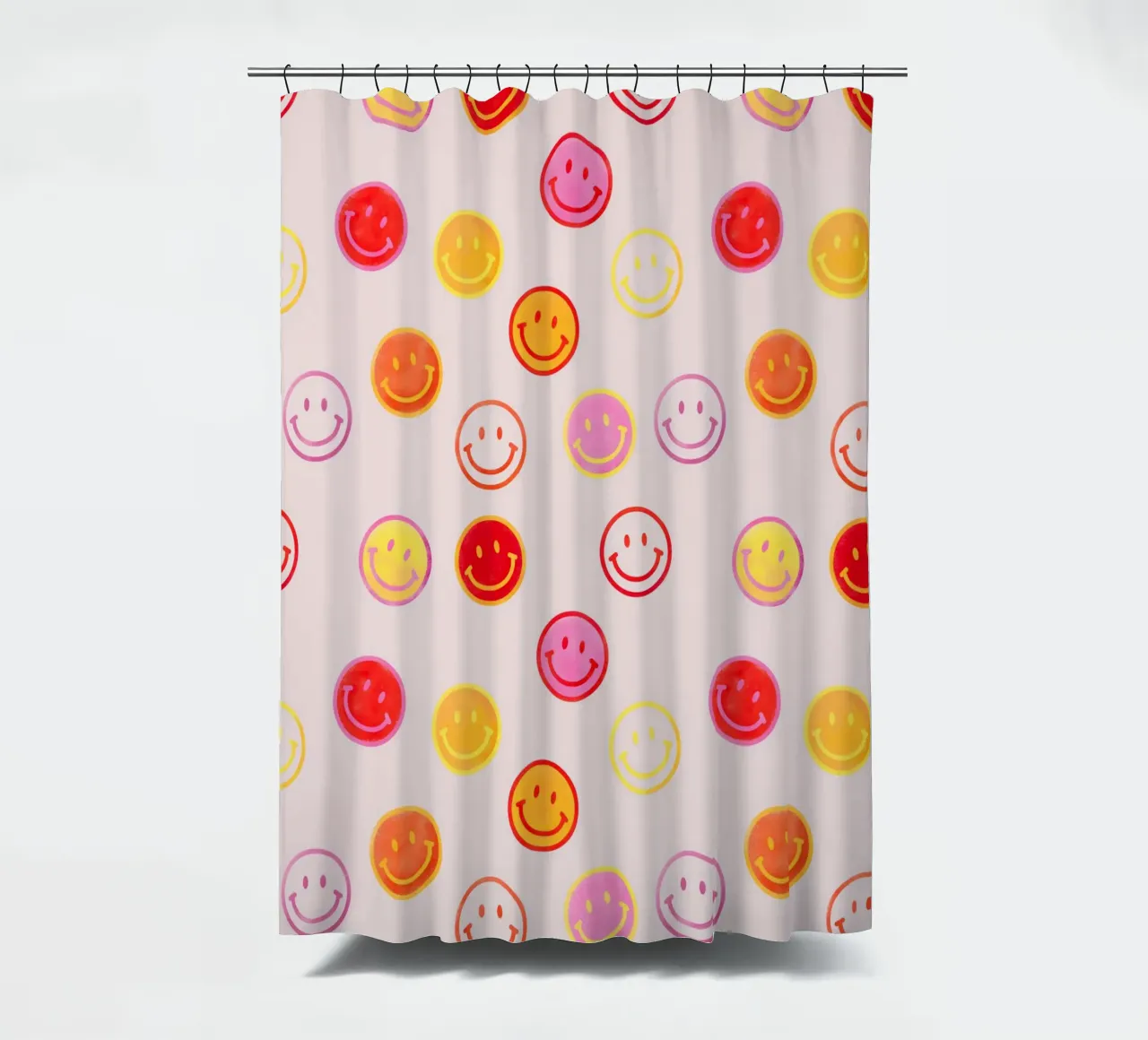 Smiling face colorful pattern in pink tenda da doccia da showmemars