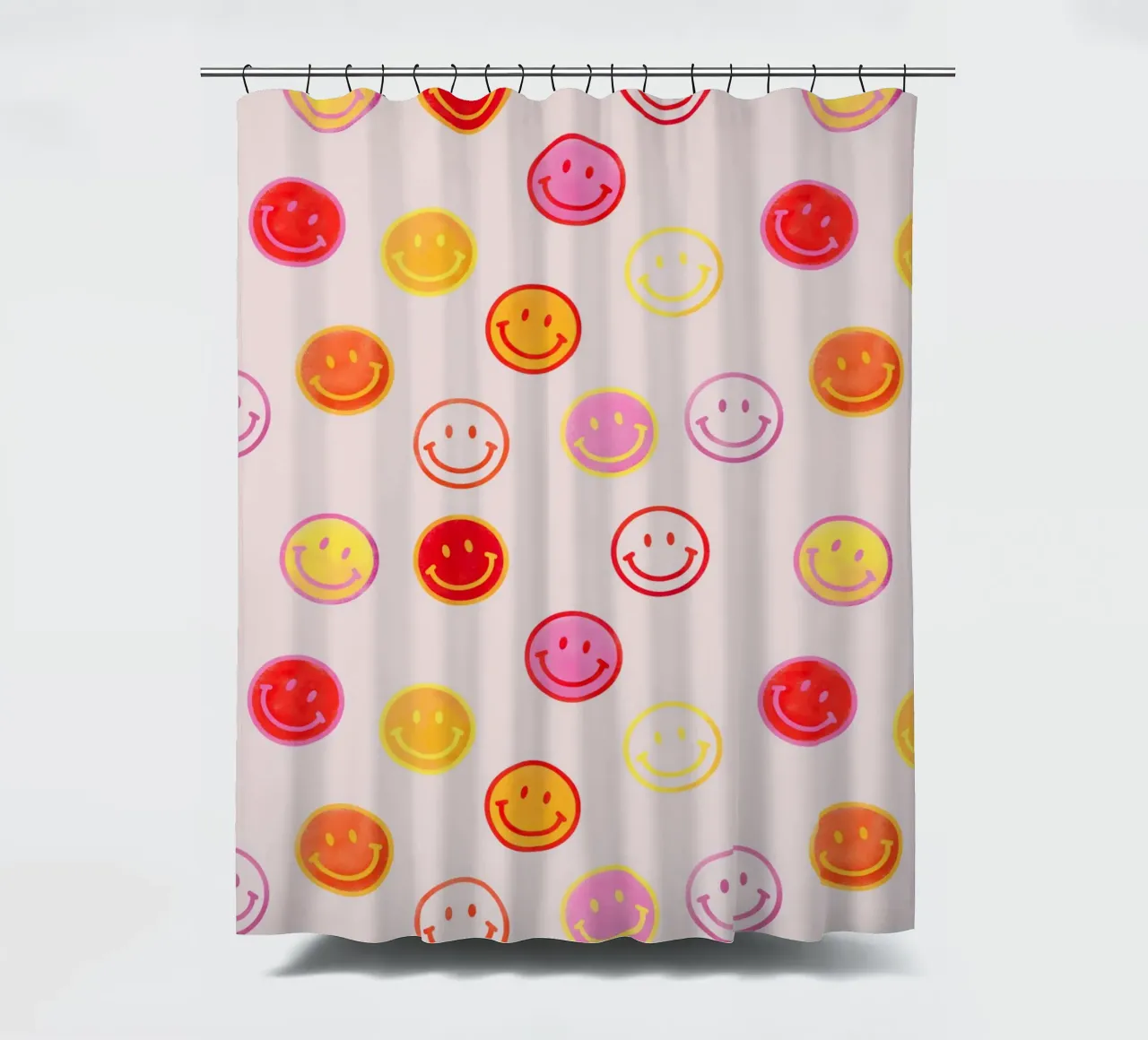 Smiling face colorful pattern in pink tenda da doccia da showmemars