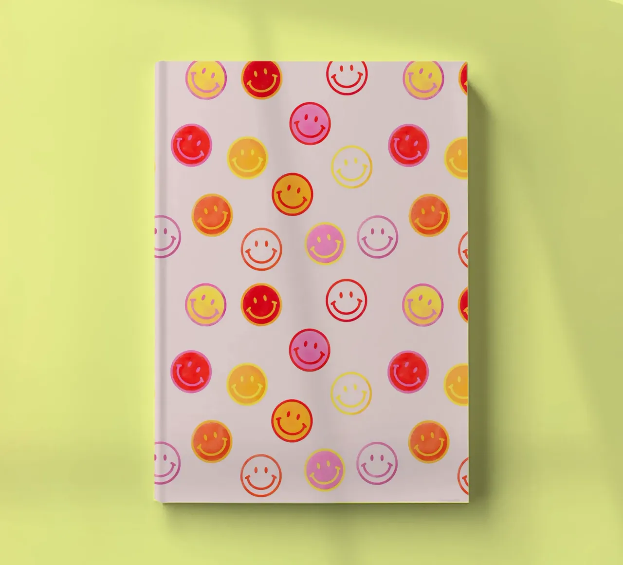Smiling face colorful pattern in pink notitieboek van showmemars